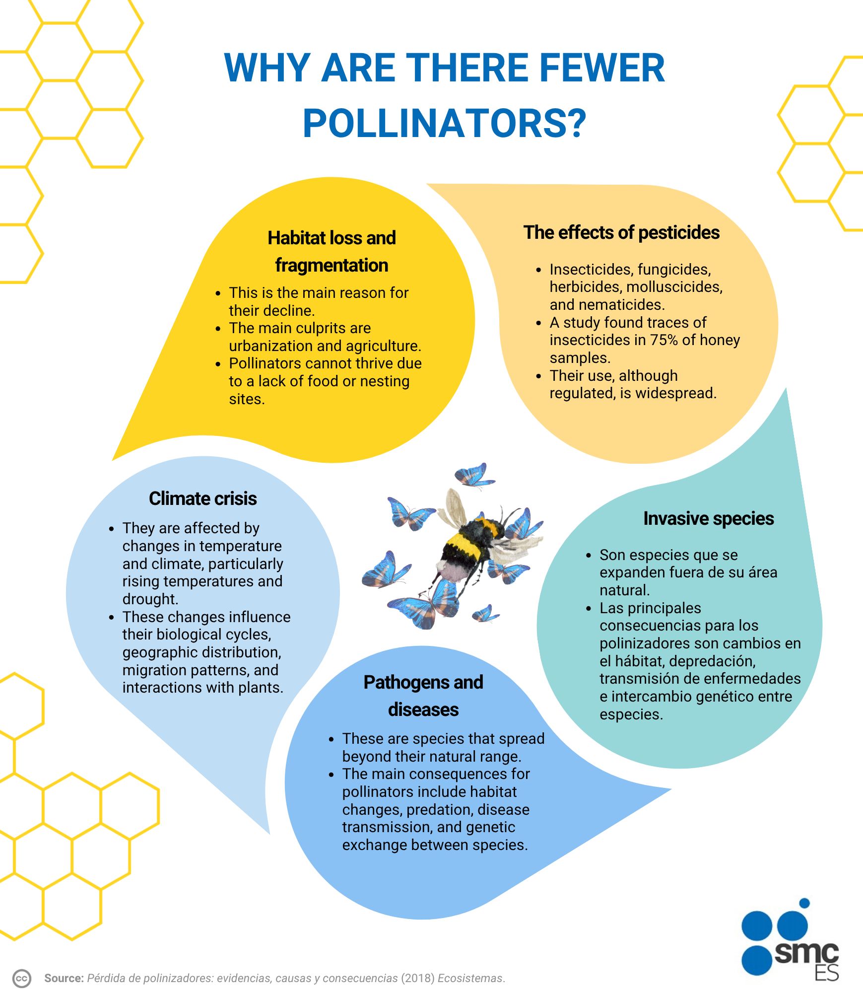 Infographic on the reasons for the decline of pollinators