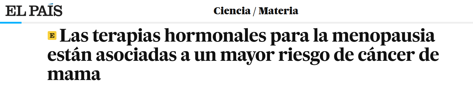 Las terapias hormonales para la menopausia están asociadas a un mayor riesgo de cáncer de mama