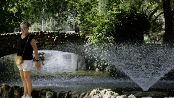 Los bosques urbanos son esenciales para la resiliencia climática, la biodiversidad y la salud pública mujer refrescandose